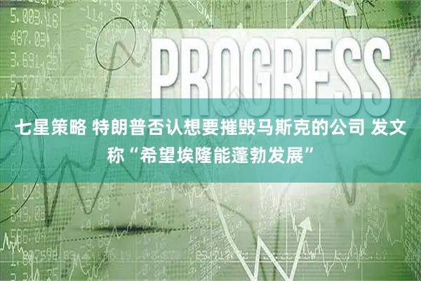七星策略 特朗普否认想要摧毁马斯克的公司 发文称“希望埃隆能蓬勃发展”